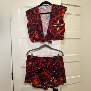 Dixiefried tiki Red and Black Patterned Two-Piece Set